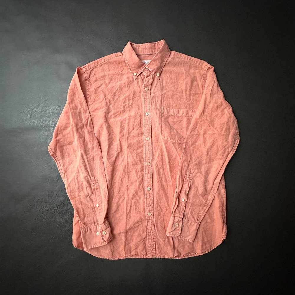 Peter Millar Shirt Mens Large Red Salmon Linen Silk Blend Button Down Prep Work